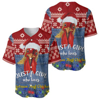 Just A Girl Who Loves Christmas And Chickens Christmas Baseball Jersey Funny Xmas Holiday Patterns - Wonder Print Shop