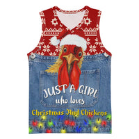 Just A Girl Who Loves Christmas And Chickens Christmas Basketball Jersey Funny Xmas Holiday Patterns - Wonder Print Shop