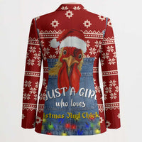 Just A Girl Who Loves Christmas And Chickens Christmas Blazer Funny Xmas Holiday Patterns - Wonder Print Shop
