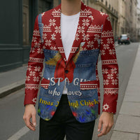 Just A Girl Who Loves Christmas And Chickens Christmas Blazer Funny Xmas Holiday Patterns - Wonder Print Shop