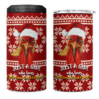 Just A Girl Who Loves Christmas And Chickens Christmas 4 in 1 Can Cooler Tumbler Funny Xmas Holiday Patterns - Wonder Print Shop