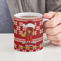 Just A Girl Who Loves Christmas And Chickens Christmas Ceramic Mug Funny Xmas Holiday Patterns - Wonder Print Shop