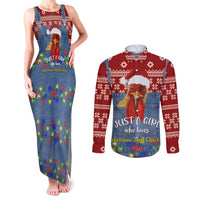 Just A Girl Who Loves Christmas And Chickens Christmas Couples Matching Tank Maxi Dress and Long Sleeve Button Shirt Funny Xmas Holiday Patterns - Wonder Print Shop