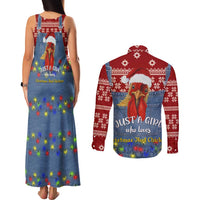 Just A Girl Who Loves Christmas And Chickens Christmas Couples Matching Tank Maxi Dress and Long Sleeve Button Shirt Funny Xmas Holiday Patterns - Wonder Print Shop