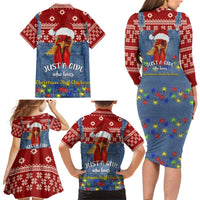 Just A Girl Who Loves Christmas And Chickens Christmas Family Matching Long Sleeve Bodycon Dress and Hawaiian Shirt Funny Xmas Holiday Patterns - Wonder Print Shop