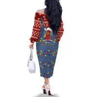 Just A Girl Who Loves Christmas And Chickens Christmas Family Matching Off The Shoulder Long Sleeve Dress and Hawaiian Shirt Funny Xmas Holiday Patterns - Wonder Print Shop