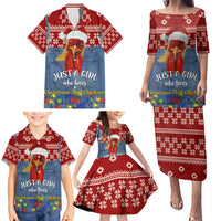 Just A Girl Who Loves Christmas And Chickens Christmas Family Matching Puletasi and Hawaiian Shirt Funny Xmas Holiday Patterns - Wonder Print Shop
