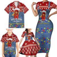Just A Girl Who Loves Christmas And Chickens Christmas Family Matching Short Sleeve Bodycon Dress and Hawaiian Shirt Funny Xmas Holiday Patterns - Wonder Print Shop