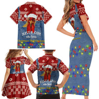 Just A Girl Who Loves Christmas And Chickens Christmas Family Matching Short Sleeve Bodycon Dress and Hawaiian Shirt Funny Xmas Holiday Patterns - Wonder Print Shop