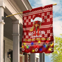 Just A Girl Who Loves Christmas And Chickens Christmas Garden Flag Funny Xmas Holiday Patterns - Wonder Print Shop