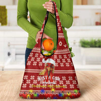 Just A Girl Who Loves Christmas And Chickens Christmas Grocery Bag Funny Xmas Holiday Patterns - Wonder Print Shop