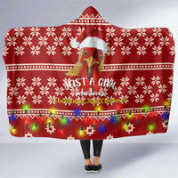 Just A Girl Who Loves Christmas And Chickens Christmas Hooded Blanket Funny Xmas Holiday Patterns - Wonder Print Shop