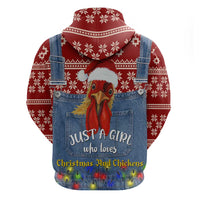 Just A Girl Who Loves Christmas And Chickens Christmas Hoodie Funny Xmas Holiday Patterns - Wonder Print Shop