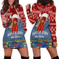 Just A Girl Who Loves Christmas And Chickens Christmas Hoodie Dress Funny Xmas Holiday Patterns - Wonder Print Shop