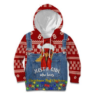 Just A Girl Who Loves Christmas And Chickens Christmas Kid Hoodie Funny Xmas Holiday Patterns - Wonder Print Shop
