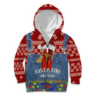 Just A Girl Who Loves Christmas And Chickens Christmas Kid Hoodie Funny Xmas Holiday Patterns - Wonder Print Shop