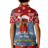 Just A Girl Who Loves Christmas And Chickens Christmas Kid Polo Shirt Funny Xmas Holiday Patterns - Wonder Print Shop