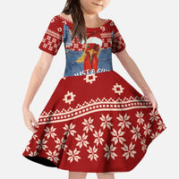 Just A Girl Who Loves Christmas And Chickens Christmas Kid Short Sleeve Dress Funny Xmas Holiday Patterns - Wonder Print Shop