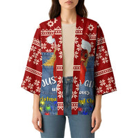 Just A Girl Who Loves Christmas And Chickens Christmas Kimono Funny Xmas Holiday Patterns - Wonder Print Shop