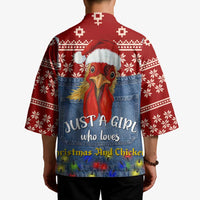 Just A Girl Who Loves Christmas And Chickens Christmas Kimono Funny Xmas Holiday Patterns - Wonder Print Shop