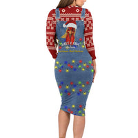 Just A Girl Who Loves Christmas And Chickens Christmas Long Sleeve Bodycon Dress Funny Xmas Holiday Patterns - Wonder Print Shop