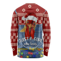 Just A Girl Who Loves Christmas And Chickens Christmas Long Sleeve Shirt Funny Xmas Holiday Patterns - Wonder Print Shop