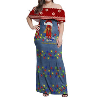 Just A Girl Who Loves Christmas And Chickens Christmas Off Shoulder Maxi Dress Funny Xmas Holiday Patterns - Wonder Print Shop