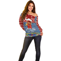 Just A Girl Who Loves Christmas And Chickens Christmas Off Shoulder Sweater Funny Xmas Holiday Patterns - Wonder Print Shop