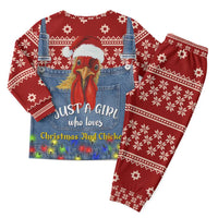 Just A Girl Who Loves Christmas And Chickens Christmas Pajama Set Funny Xmas Holiday Patterns - Wonder Print Shop