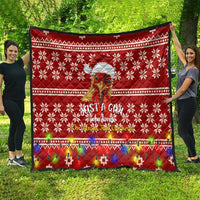 Just A Girl Who Loves Christmas And Chickens Christmas Quilt Funny Xmas Holiday Patterns - Wonder Print Shop