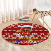 Just A Girl Who Loves Christmas And Chickens Christmas Round Carpet Funny Xmas Holiday Patterns - Wonder Print Shop