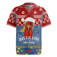 Just A Girl Who Loves Christmas And Chickens Christmas Rugby Jersey Funny Xmas Holiday Patterns - Wonder Print Shop