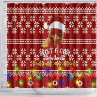 Just A Girl Who Loves Christmas And Chickens Christmas Shower Curtain Funny Xmas Holiday Patterns - Wonder Print Shop