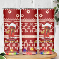 Just A Girl Who Loves Christmas And Chickens Christmas Skinny Tumbler Funny Xmas Holiday Patterns - Wonder Print Shop