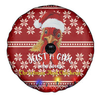 Just A Girl Who Loves Christmas And Chickens Christmas Spare Tire Cover Funny Xmas Holiday Patterns - Wonder Print Shop