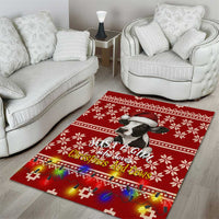 Just A Girl Who Loves Christmas And Cows Christmas Area Rug Funny Xmas Holiday Patterns - Wonder Print Shop