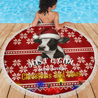 Just A Girl Who Loves Christmas And Cows Christmas Beach Blanket Funny Xmas Holiday Patterns - Wonder Print Shop