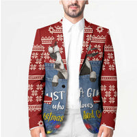 Just A Girl Who Loves Christmas And Cows Christmas Blazer Funny Xmas Holiday Patterns - Wonder Print Shop