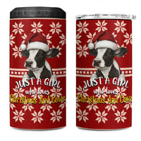 Just A Girl Who Loves Christmas And Cows Christmas 4 in 1 Can Cooler Tumbler Funny Xmas Holiday Patterns - Wonder Print Shop