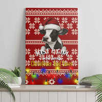 Just A Girl Who Loves Christmas And Cows Christmas Canvas Wall Art Funny Xmas Holiday Patterns - Wonder Print Shop