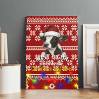 Just A Girl Who Loves Christmas And Cows Christmas Canvas Wall Art Funny Xmas Holiday Patterns - Wonder Print Shop