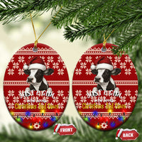 Just A Girl Who Loves Christmas And Cows Christmas Ceramic Ornament Funny Xmas Holiday Patterns - Wonder Print Shop