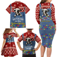Just A Girl Who Loves Christmas And Cows Christmas Family Matching Long Sleeve Bodycon Dress and Hawaiian Shirt Funny Xmas Holiday Patterns - Wonder Print Shop