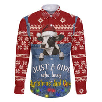 Just A Girl Who Loves Christmas And Cows Christmas Family Matching Puletasi and Hawaiian Shirt Funny Xmas Holiday Patterns - Wonder Print Shop