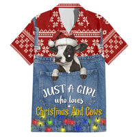 Just A Girl Who Loves Christmas And Cows Christmas Family Matching Short Sleeve Bodycon Dress and Hawaiian Shirt Funny Xmas Holiday Patterns - Wonder Print Shop
