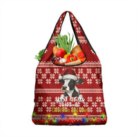 Just A Girl Who Loves Christmas And Cows Christmas Grocery Bag Funny Xmas Holiday Patterns - Wonder Print Shop