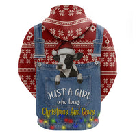 Just A Girl Who Loves Christmas And Cows Christmas Hoodie Funny Xmas Holiday Patterns - Wonder Print Shop
