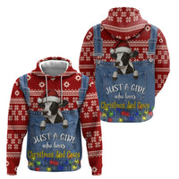 Just A Girl Who Loves Christmas And Cows Christmas Hoodie Funny Xmas Holiday Patterns - Wonder Print Shop