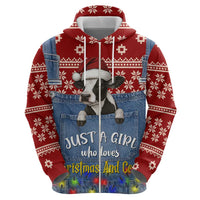 Just A Girl Who Loves Christmas And Cows Christmas Hoodie Funny Xmas Holiday Patterns - Wonder Print Shop