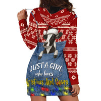 Just A Girl Who Loves Christmas And Cows Christmas Hoodie Dress Funny Xmas Holiday Patterns - Wonder Print Shop